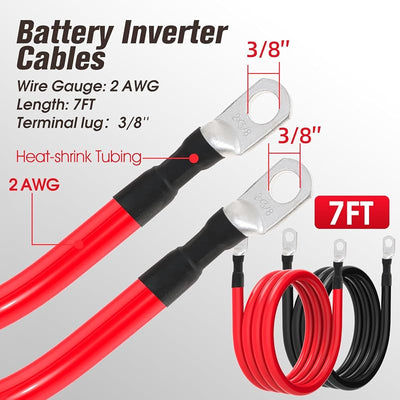 Cable batería 2 AWG 2.13m para automóvil solar