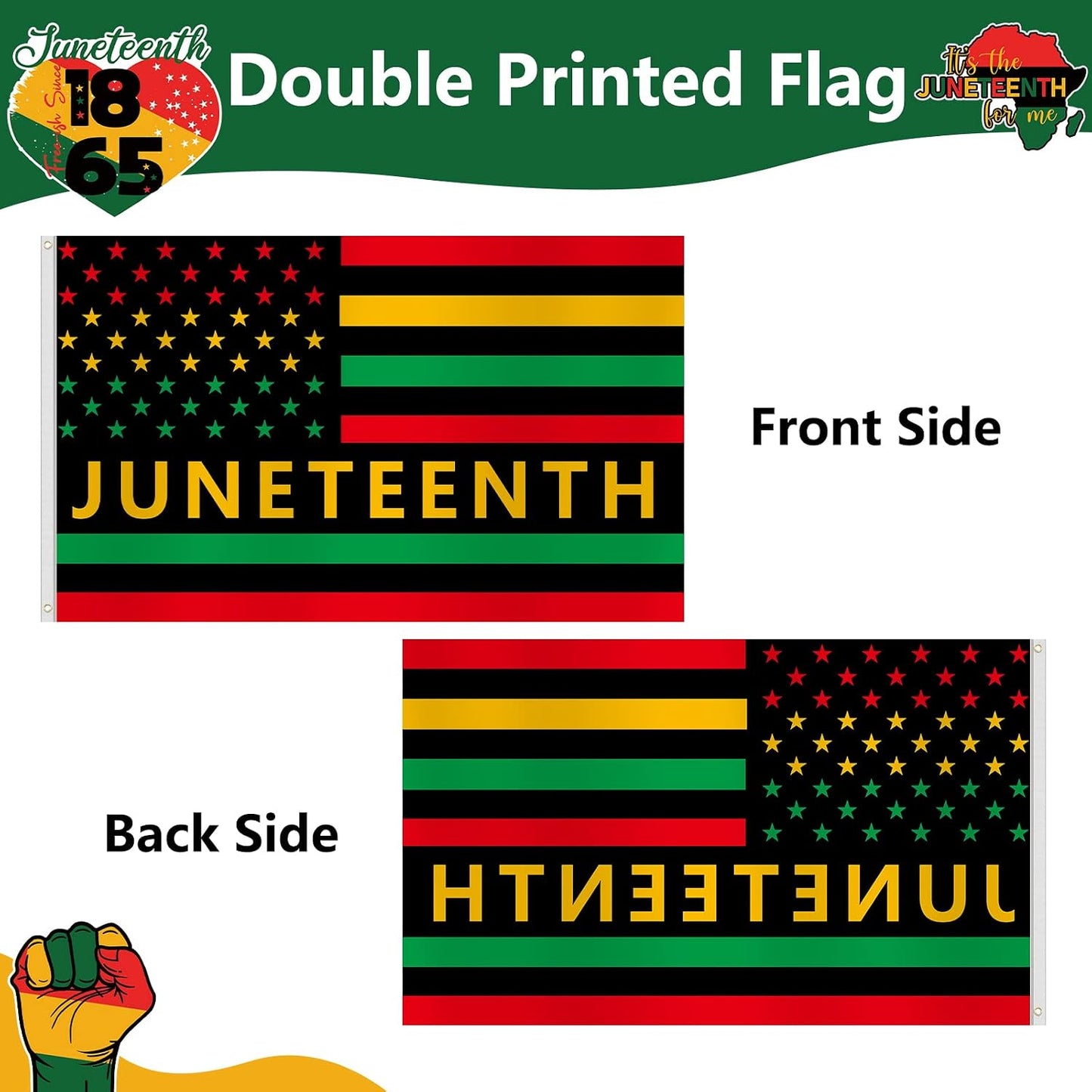 Banderas decorativas 3x5ft doble impresa estadounidense y africana
