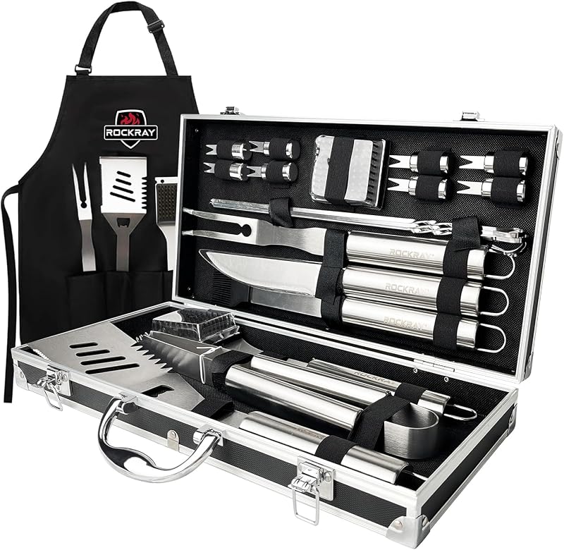 Set 21 Pzas Utensilios Acero Inox para Parrilla con Estuche