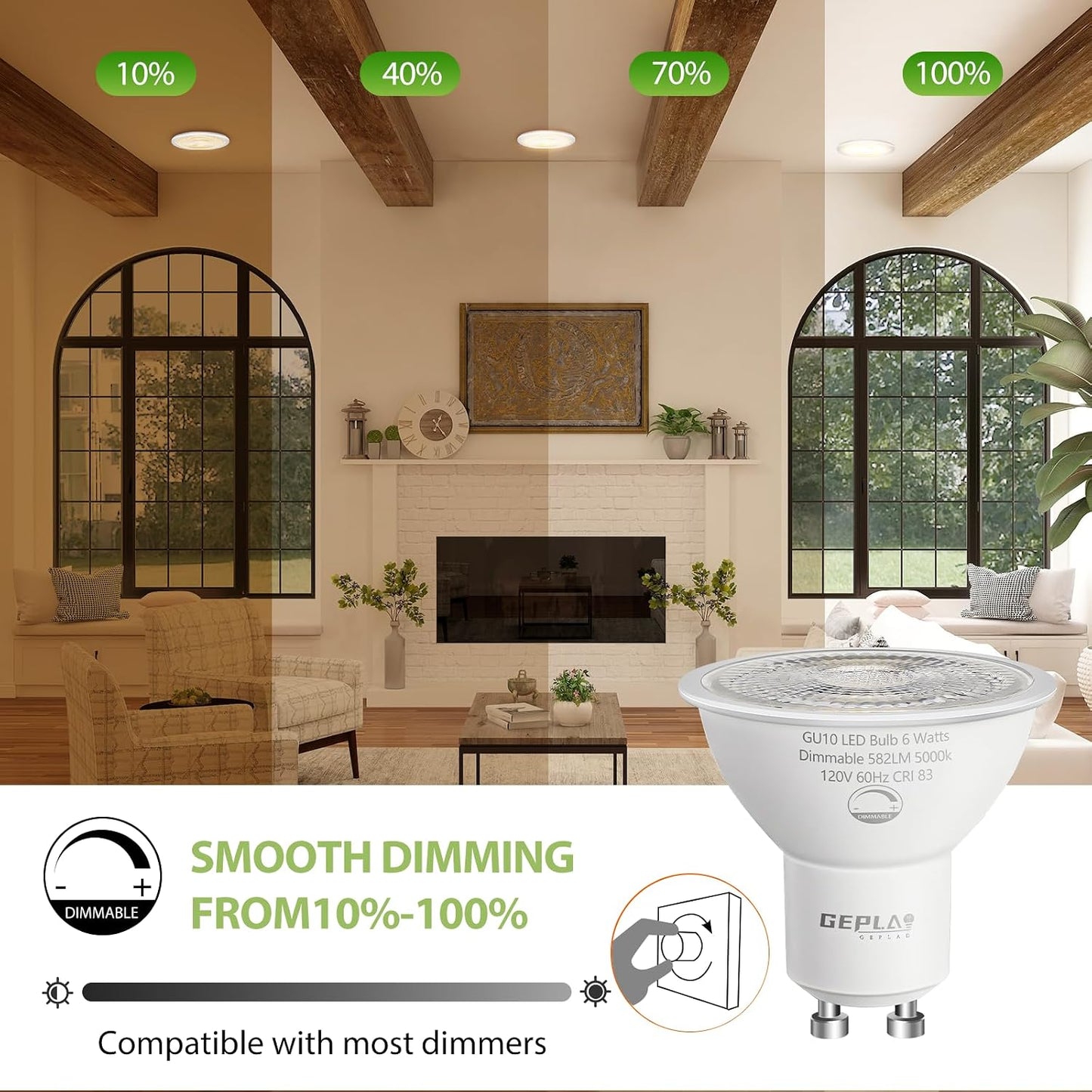 6 Pzas Bombilla LED GU10 3000K Blanco Suave 6W para Cocina Campana
