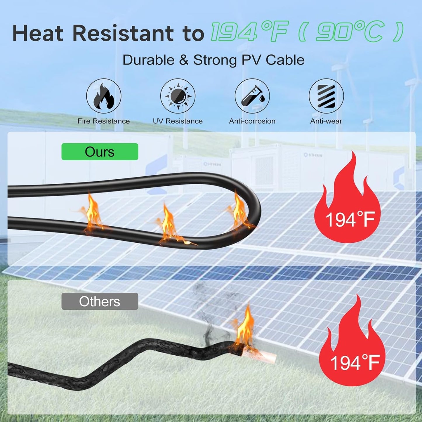 Cable extensión solar 10ft 10 AWG impermeable macho hembra