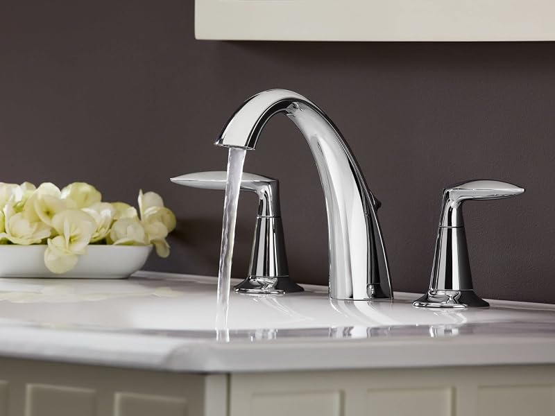Grifo baño 2 manijas amplio kit drenaje metal cromo