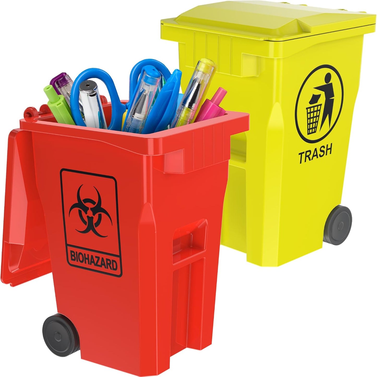 Soporte bolígrafos escritorio pack 2 color rojo amarillo