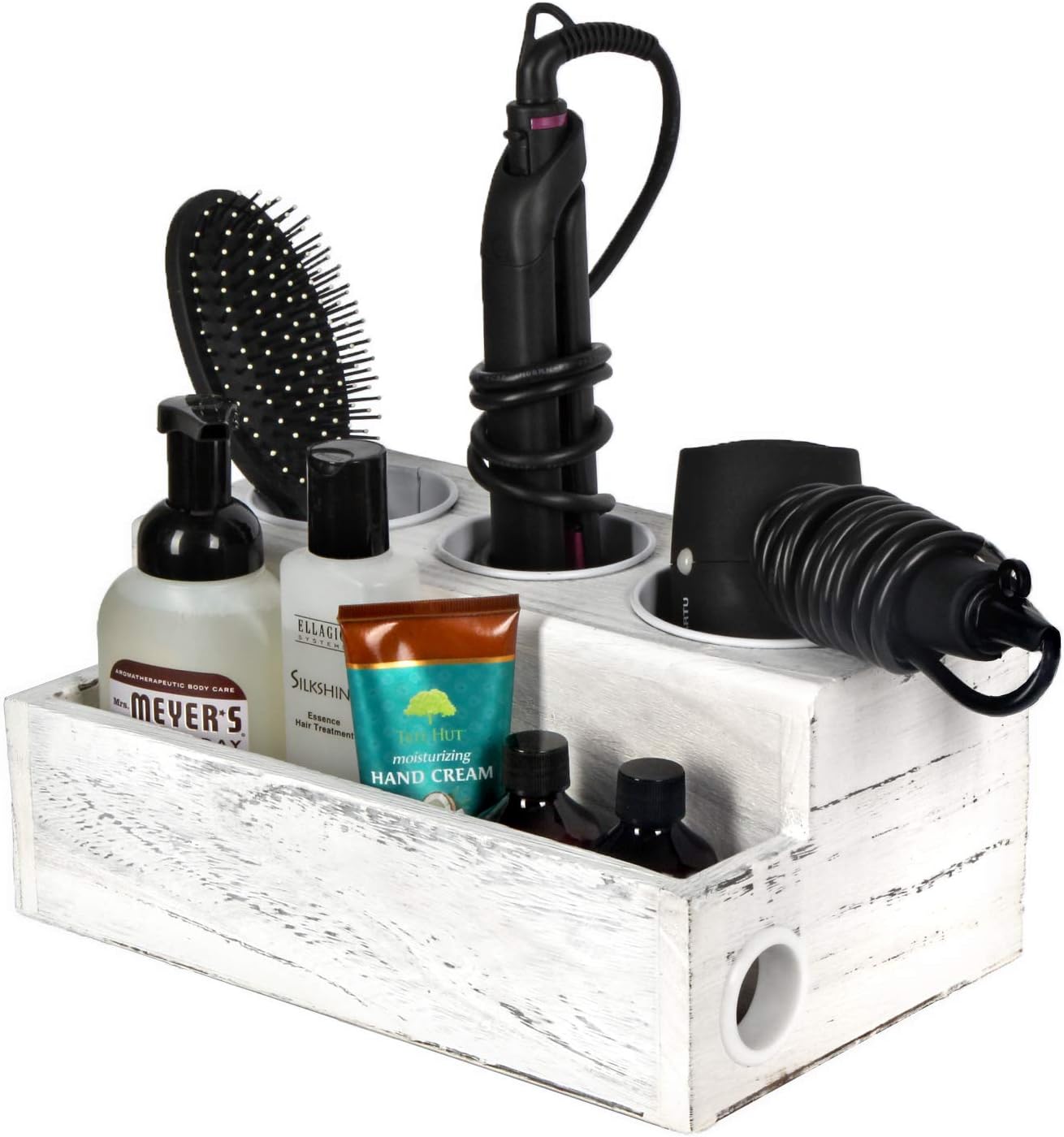 Organiz. herramientas cabello madera soporte secador baño