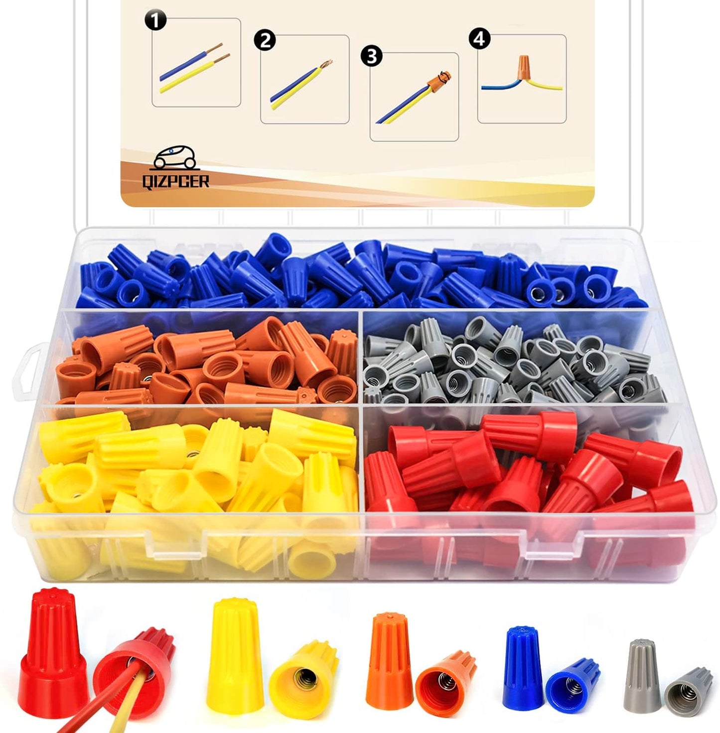 Kit 330 Tuercas Conectores Alambre Surtido Tapas Empalme