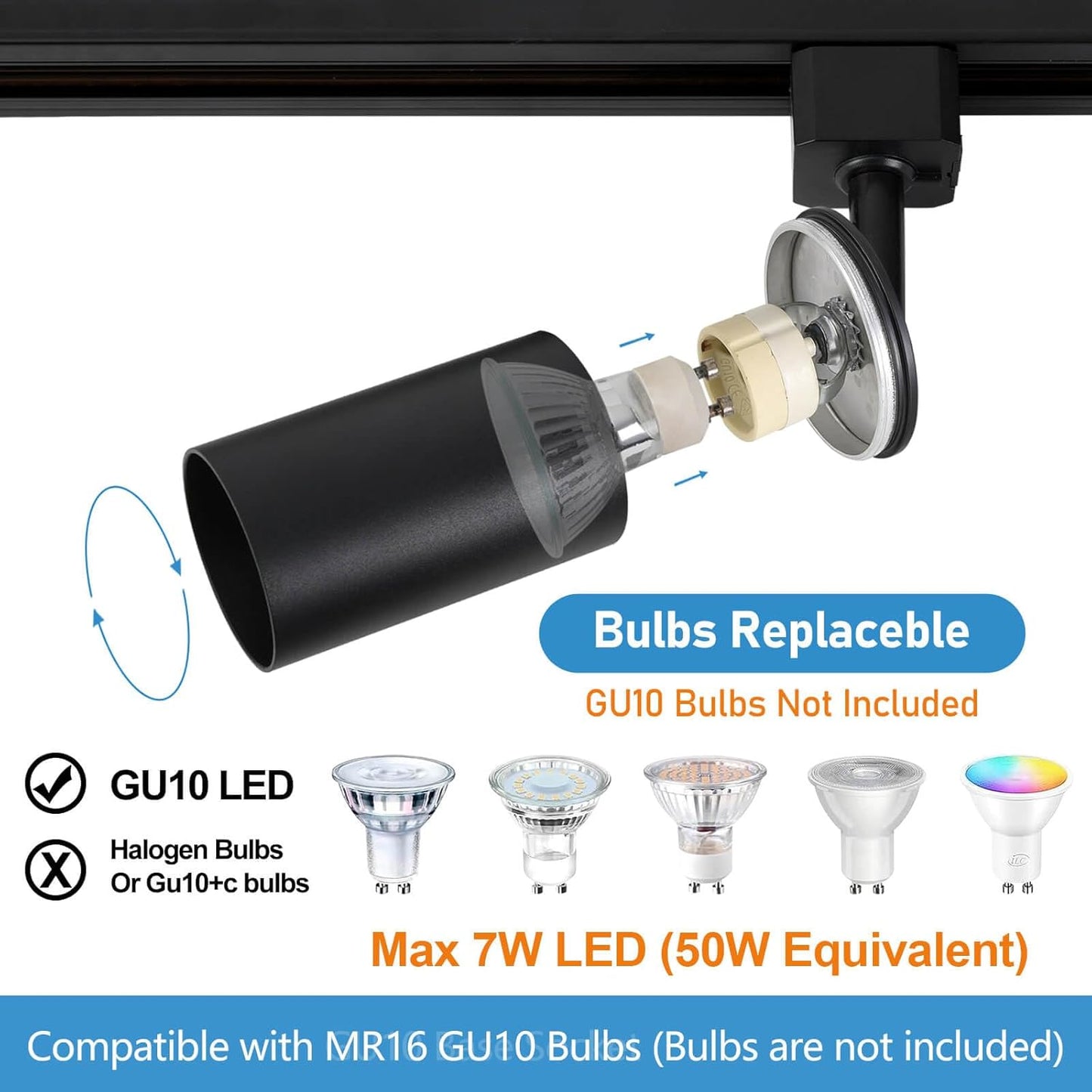 Kit iluminación riel LED 8 luces 6.6ft conector flotante