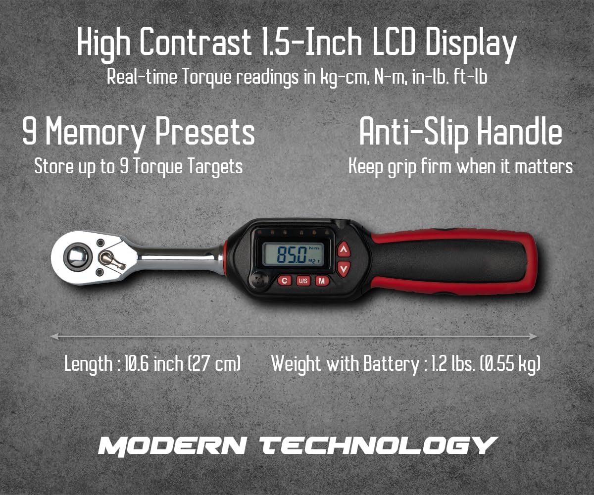 Llave dinamométrica digital 3/8pulg 3.1-62.7ft-lb ±2%