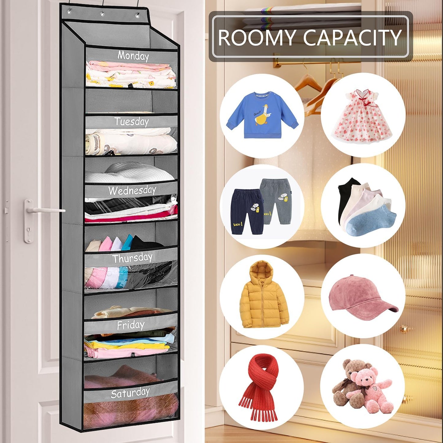 Organiz. ropa escolar niños colgante puerta