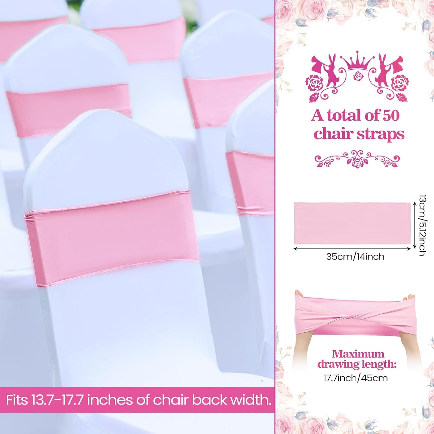 50 Pzas Cintas Elásticas Elastano para Silla Boda