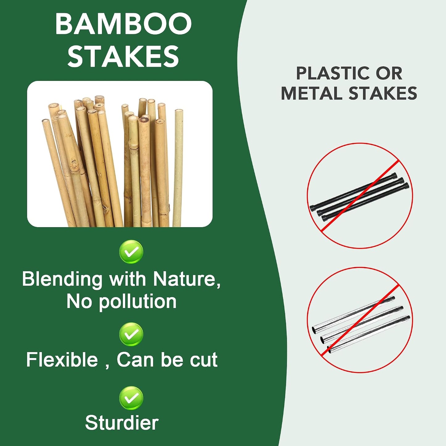 55 Estacas Bambú para Plantas Trepadoras 6ft