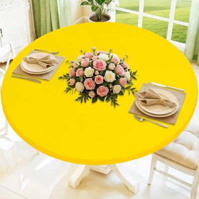 Mantel redondo elastano elástico impermeable 45-56pulg amarillo