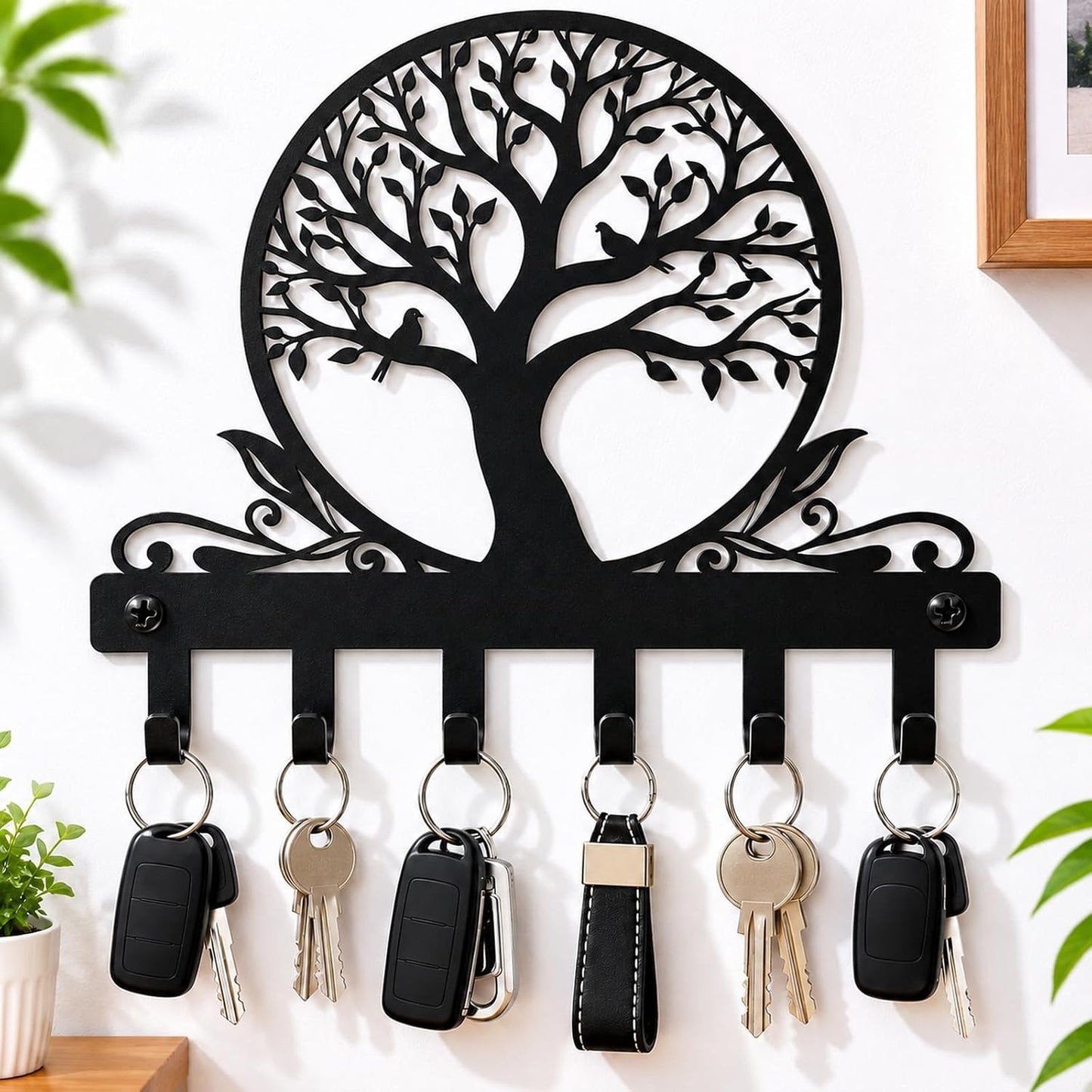 Soporte llaves pared metal 6 ganchos entrada cocina
