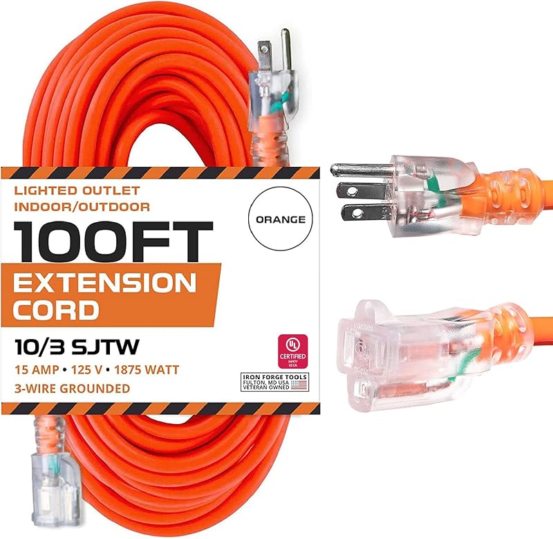 Cable extensión al aire libre 100ft 10/3 SJTW naranja