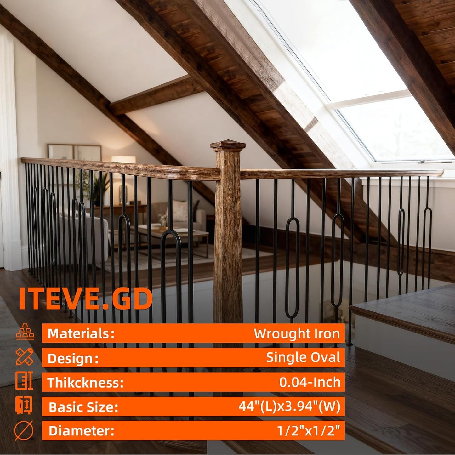 Balaustradas hierro forjado 10uds vástago oval hueco