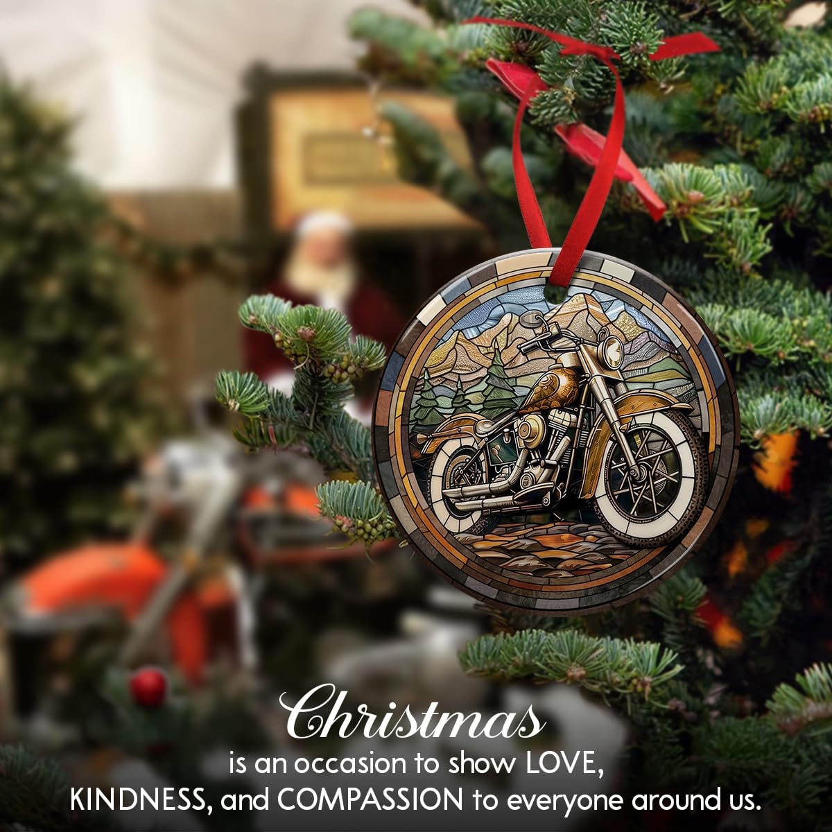 Adornos cerámica motocicleta para árbol Navidad hombres