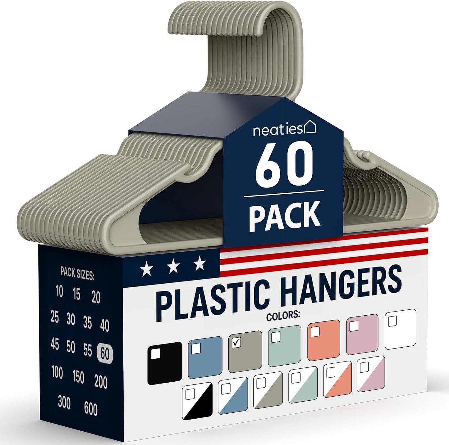 50 Perchas plástico 60uds capacidad 6lb reforzadas