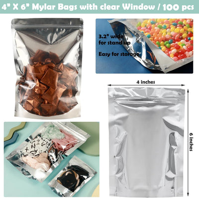 300 Bolsas Mylar Almacenamiento Alimentos 4x6" Ventana