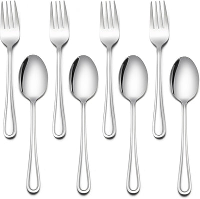 Set 8 Pzas Cubiertos Niños Acero Inox 4 Cucharas 4 Tenedores