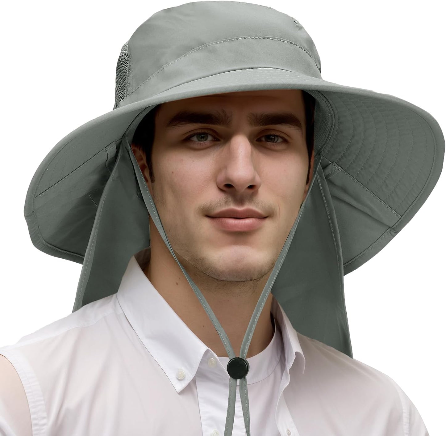 Sombrero sol para hombre ala ancha con solapa para pesca