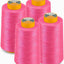 Pack 4 conos hilo poliéster 6000yd neón flamenco para coser
