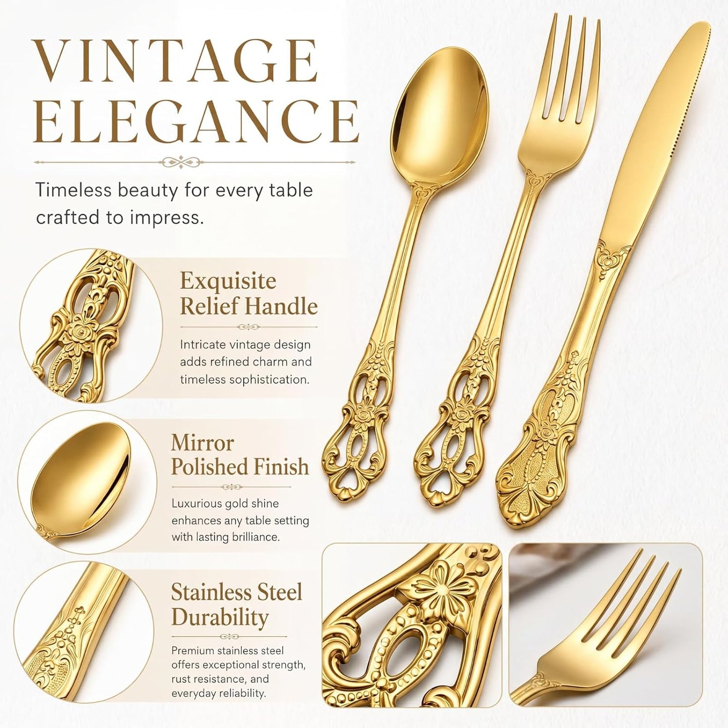 Set 250 Pzas Cubiertos Retro Plata Real Acero Inox