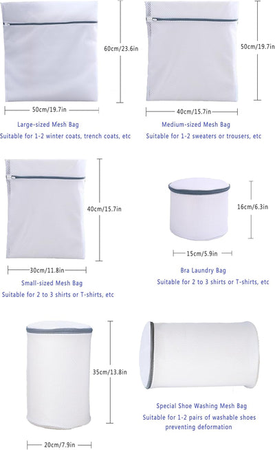 Set 6 Bolsas Malla Lavandería para Zapatos y Sujetador