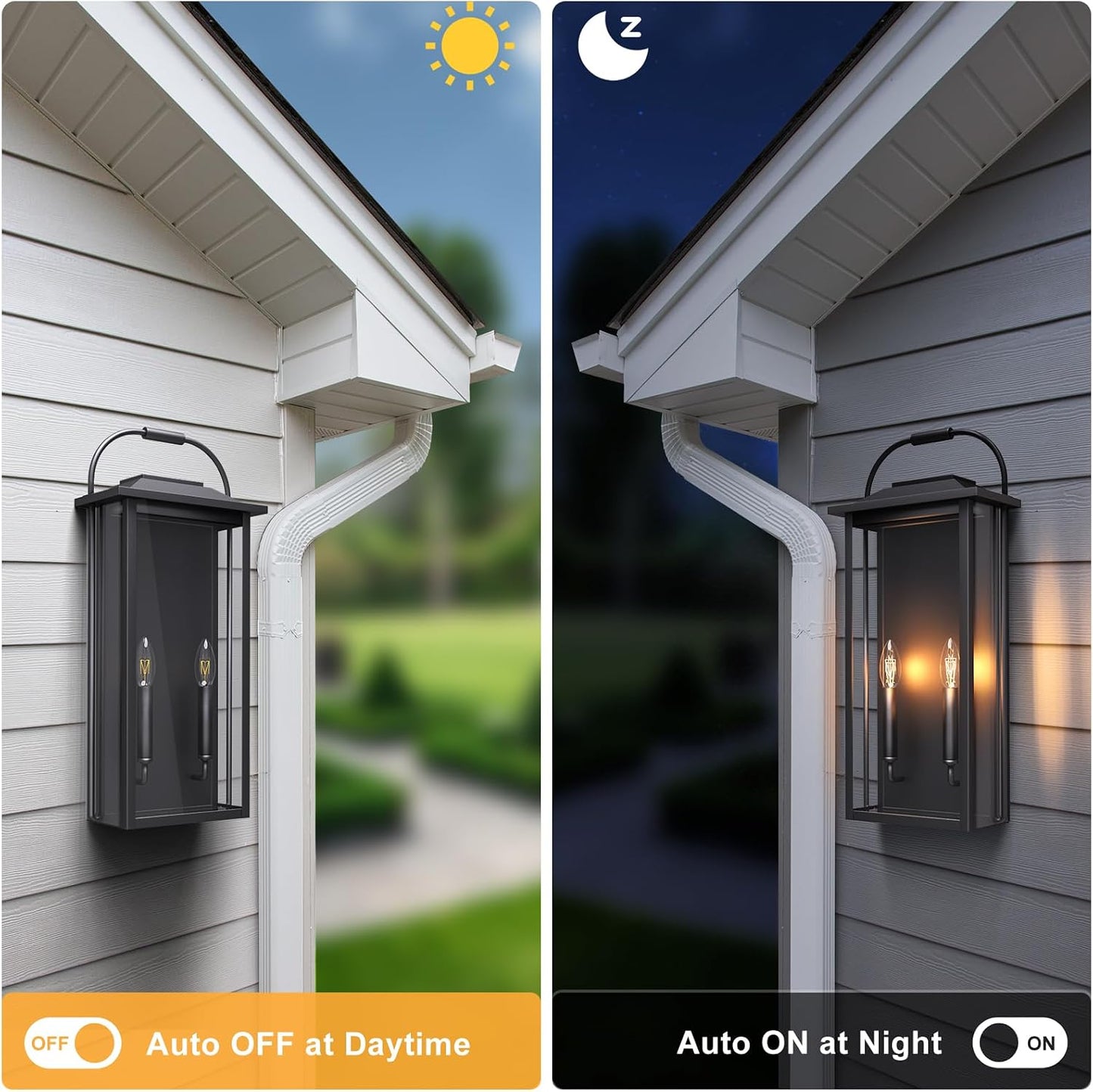 Lámpara pared exterior 24pulg 2 luces negra mate impermeable