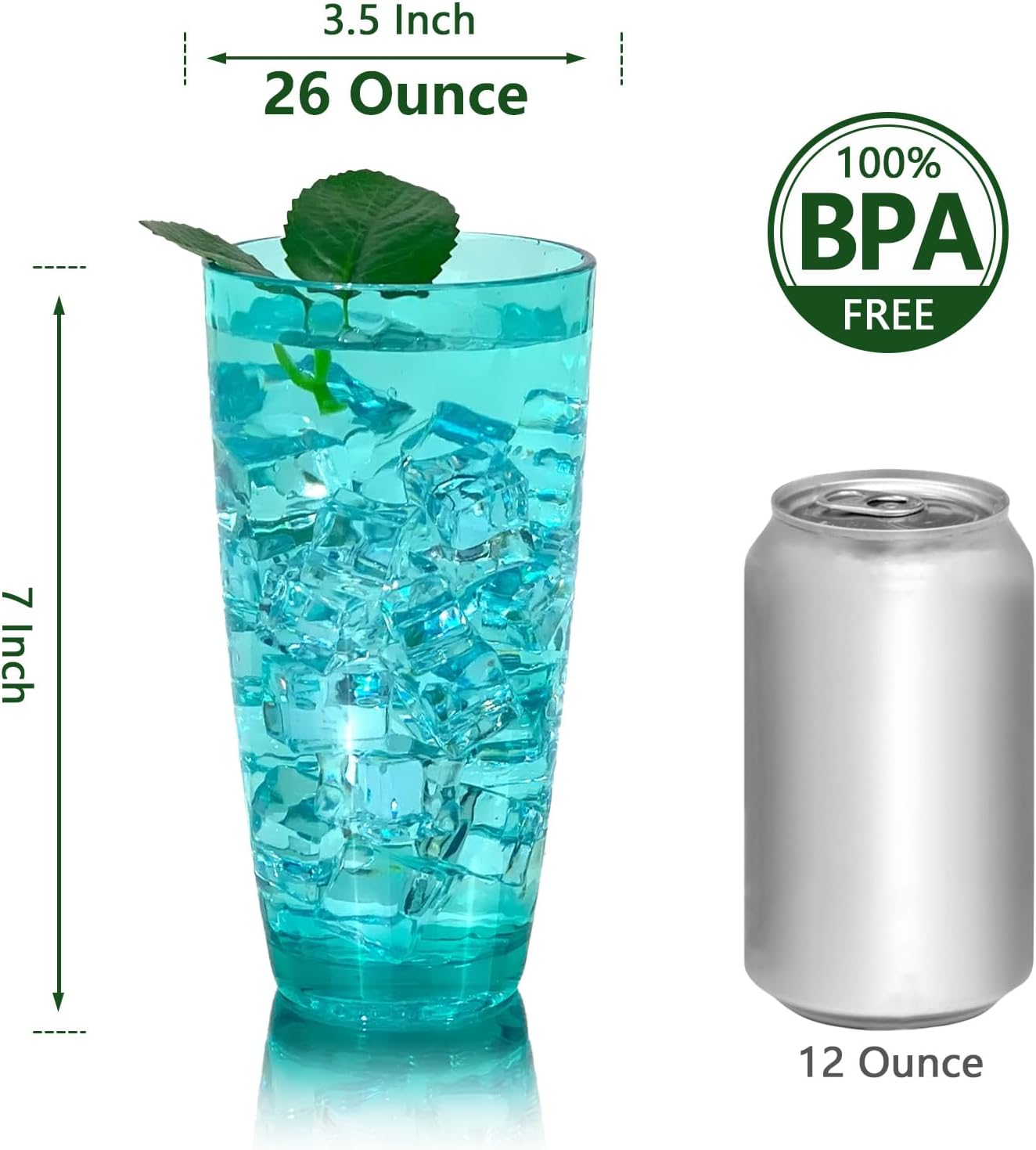 Set 6 vasos acrílicos 26oz estilo martillado sin BPA verde