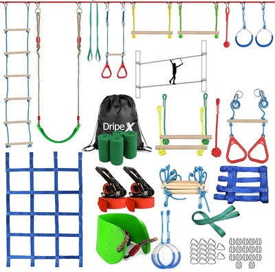Carrera obstáculos Ninja Warrior patio 2x65 ft 10 accesorios
