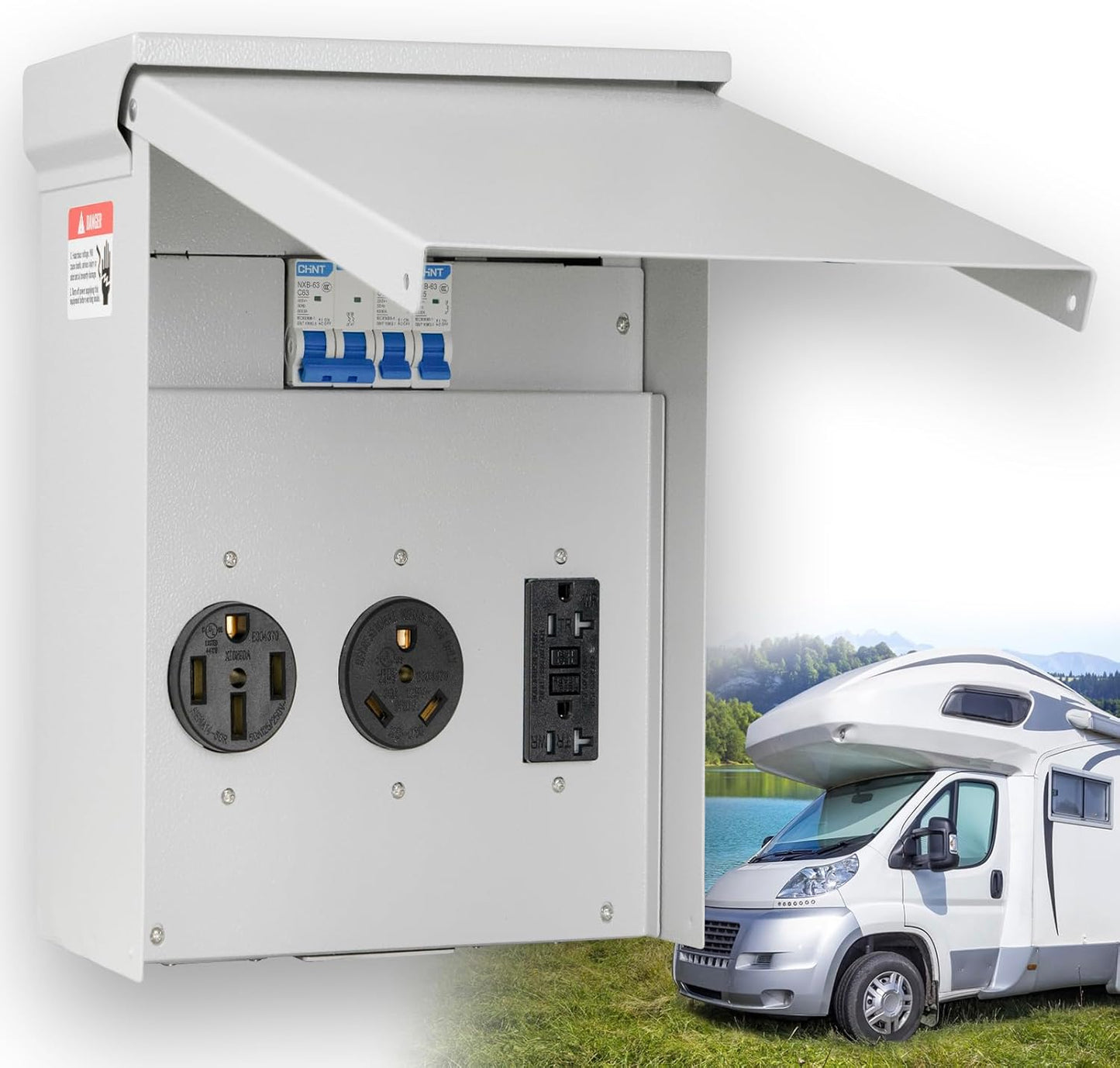 Panel toma corriente RV con 20-50A precableado resistente