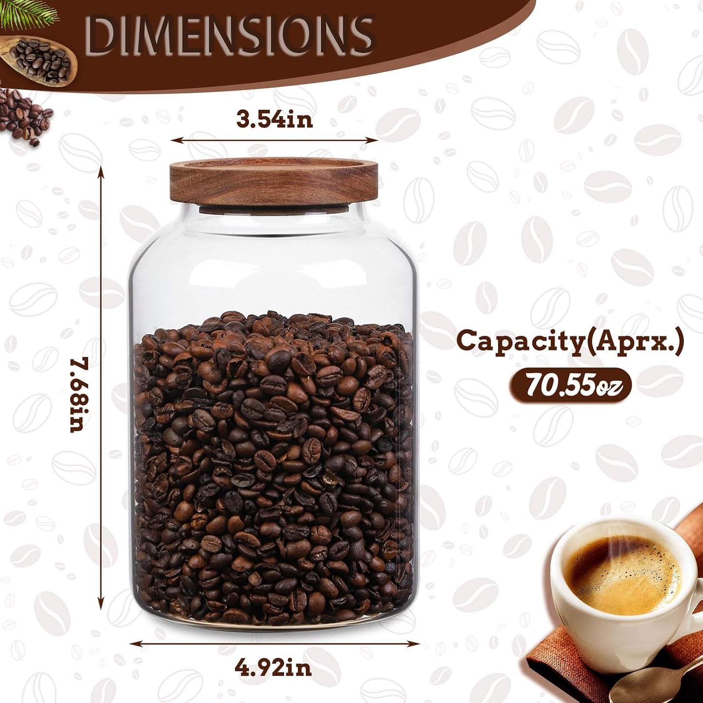 Tarros vidrio 1/2gal tapa hermética almacenamiento cocina