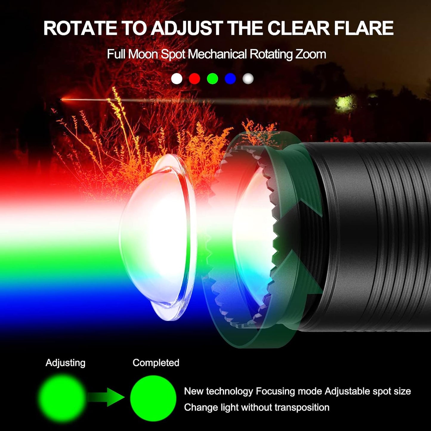 Luz de caza circular 4 colores ajustable
