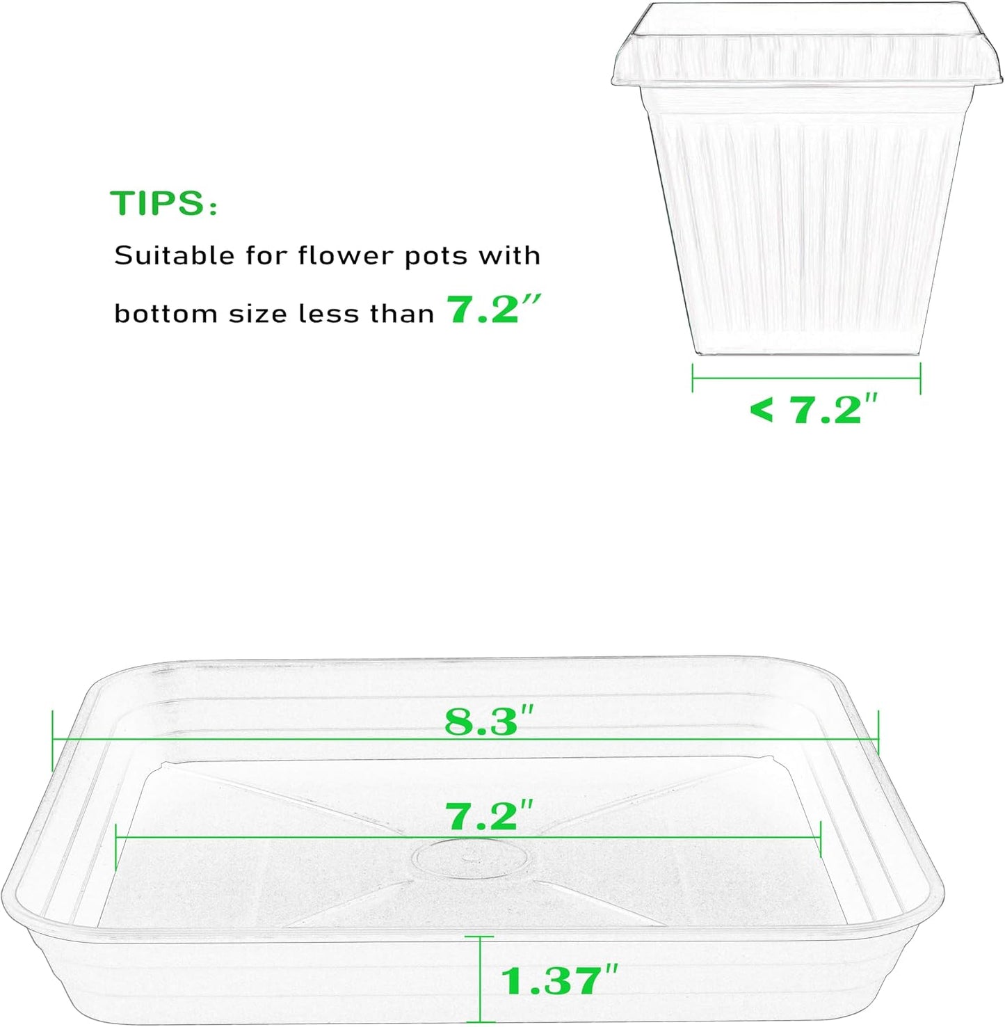 4 Pzas Bandejas Plástico 8-20pulg para Plantas