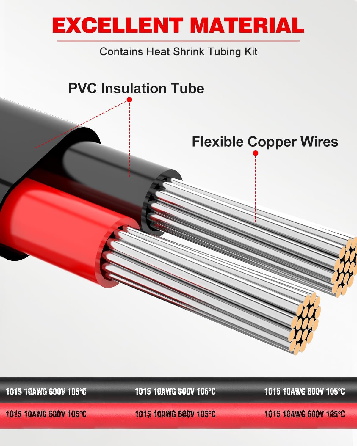 Cable eléctrico 10 AWG PVC trenzado 12 V automotriz flexible