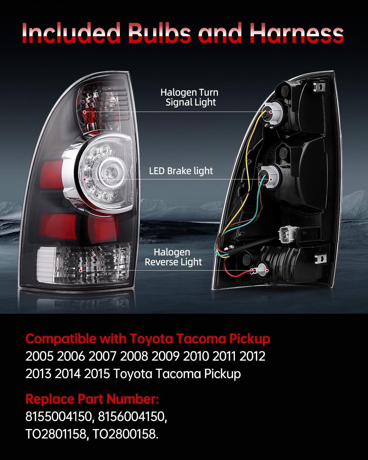 Luz trasera LED comp Toyota Tacoma 05-15 ahumada freno