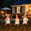 3 Pzas Letrero Metal Gnomos Luces LED Jardín Otoño