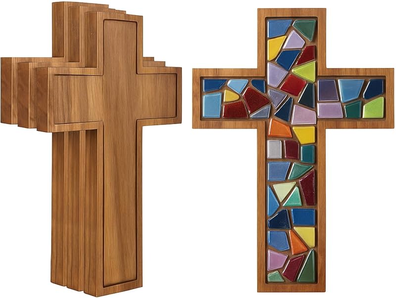 4 Cruces Acacia 9x12pulg Sin Terminar Decoración Pared