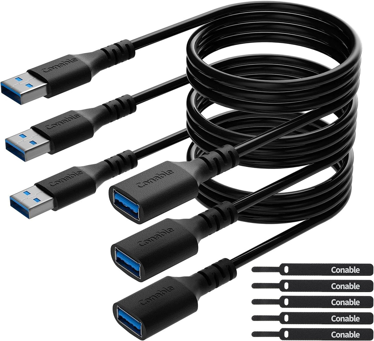3 Cables USB 3.0 4ft Macho a Hembra 5 Gbps