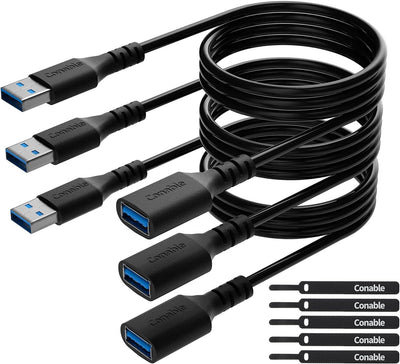 3 Cables USB 3.0 4ft Macho a Hembra 5 Gbps