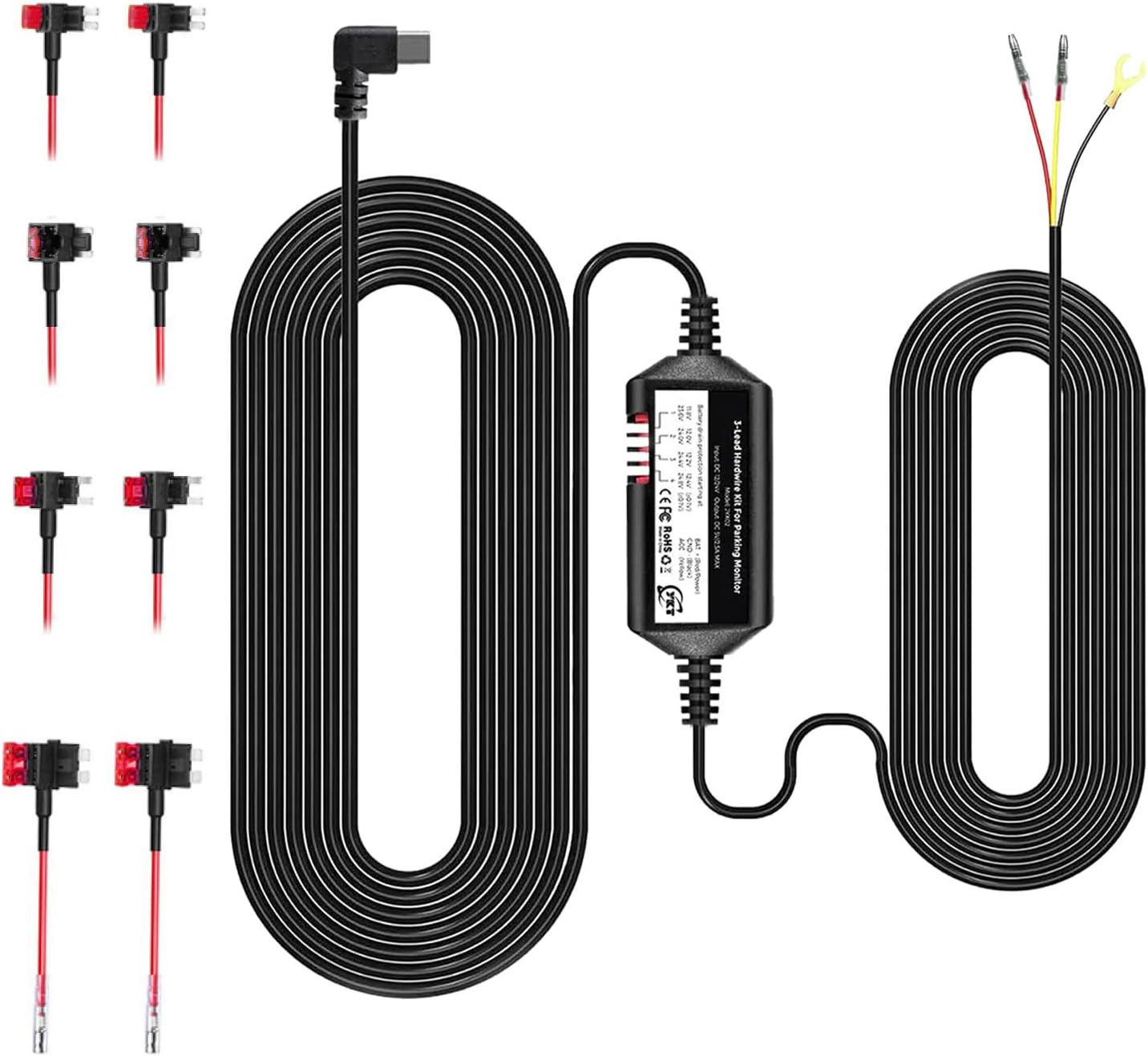 Kit cable duro 12 pies para cámara tablero 12-24V a 5V