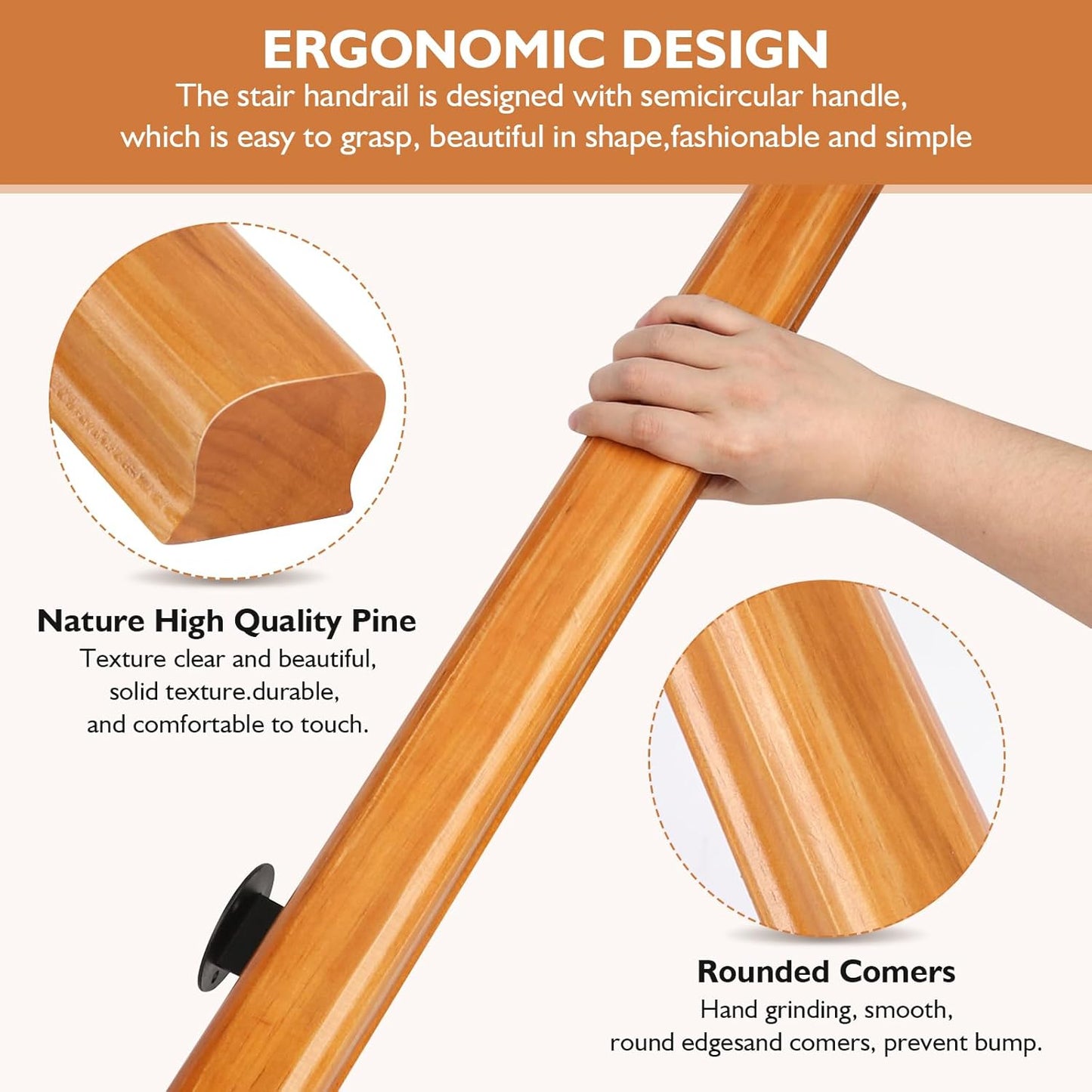 Barandilla escalera madera 4ft antiderrap