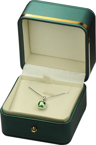 Set collar y aretes piel sintética caja regalo dorado