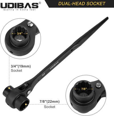 Llave trinquete reversible 19mm x 22mm 12 puntas negra