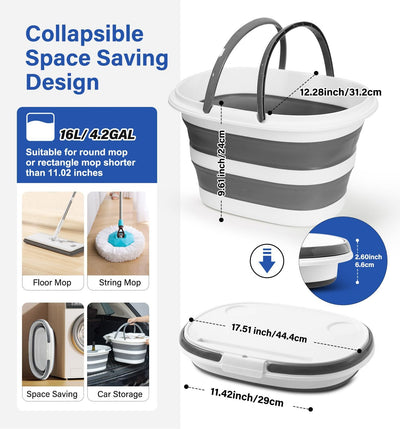 Cubo plegable 16l con tapa multifuncional para camping y playa