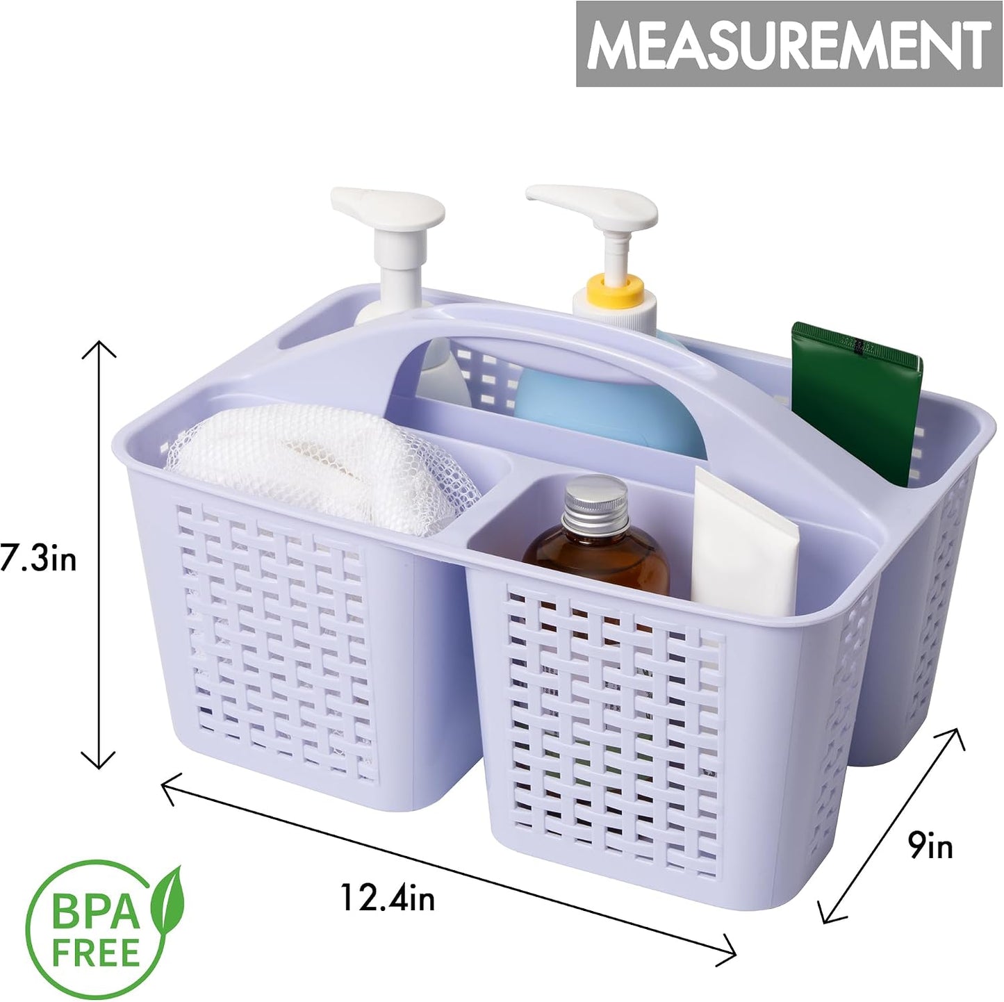 Organiz. ducha portátil con asa cesta plástico jabón champú