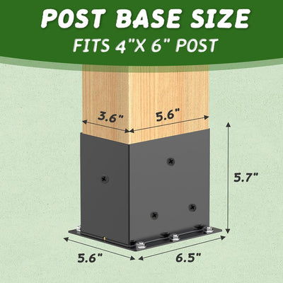 2 Bases Poste Soporte 4x6pulg Acero Negro Resistente Exteriores