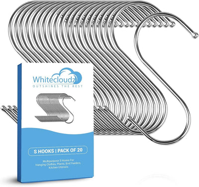 Ganchos en S acero inox 20uds color plateado