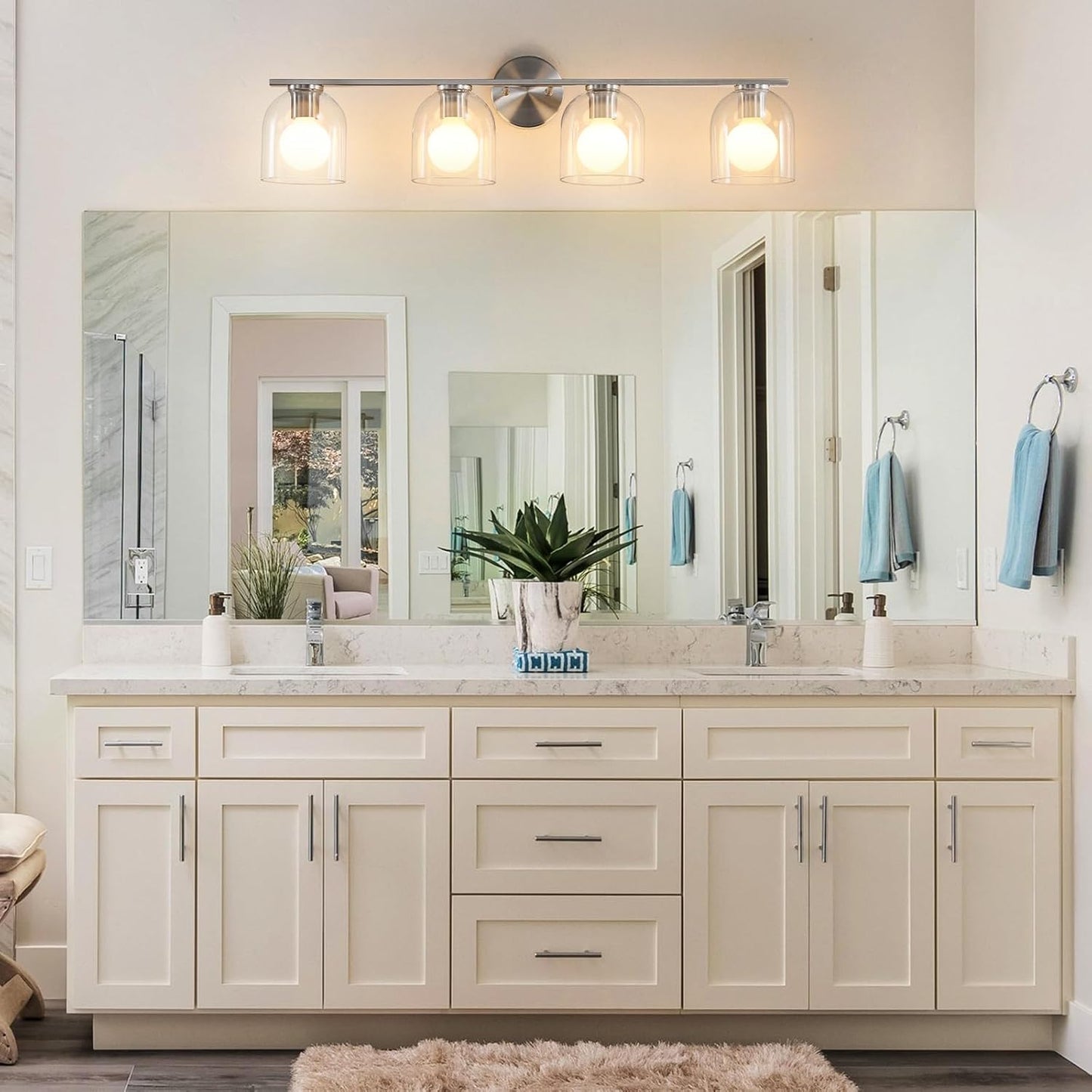 Lámpara baño 32pulg níquel cepillado 4 luces