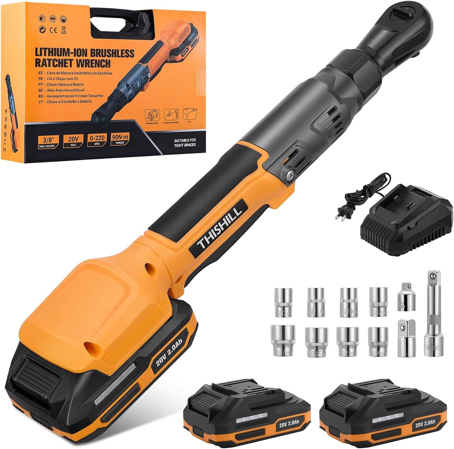 Destornillador trinquete eléctrico 3/8pulg 20V 90Nm