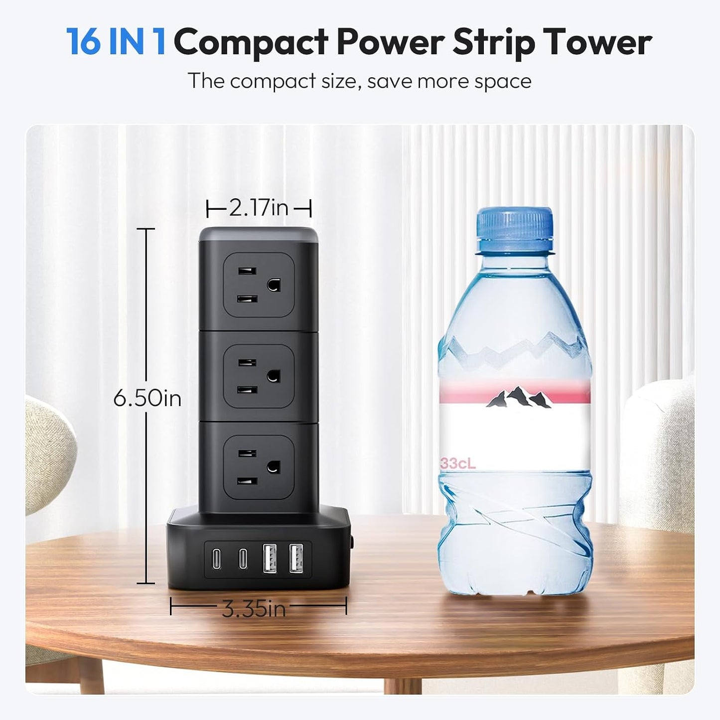 Regleta sobretensiones 15ft con 12ac 4usb 1625w